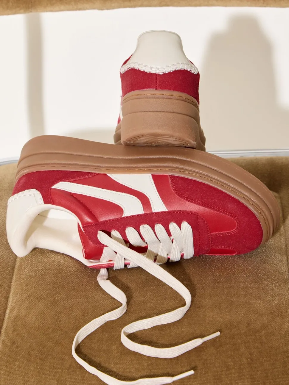 Friends Like These Red Standard Fit Chunky Platform Gumsole Lace Up Casual Trainers