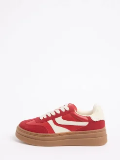Friends Like These Red Standard Fit Chunky Platform Gumsole Lace Up Casual Trainers