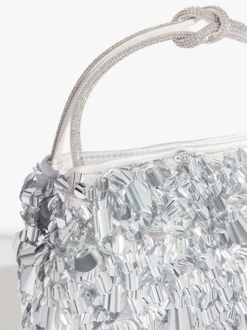 Friends Like These Silver Sequin Top Handle Bag