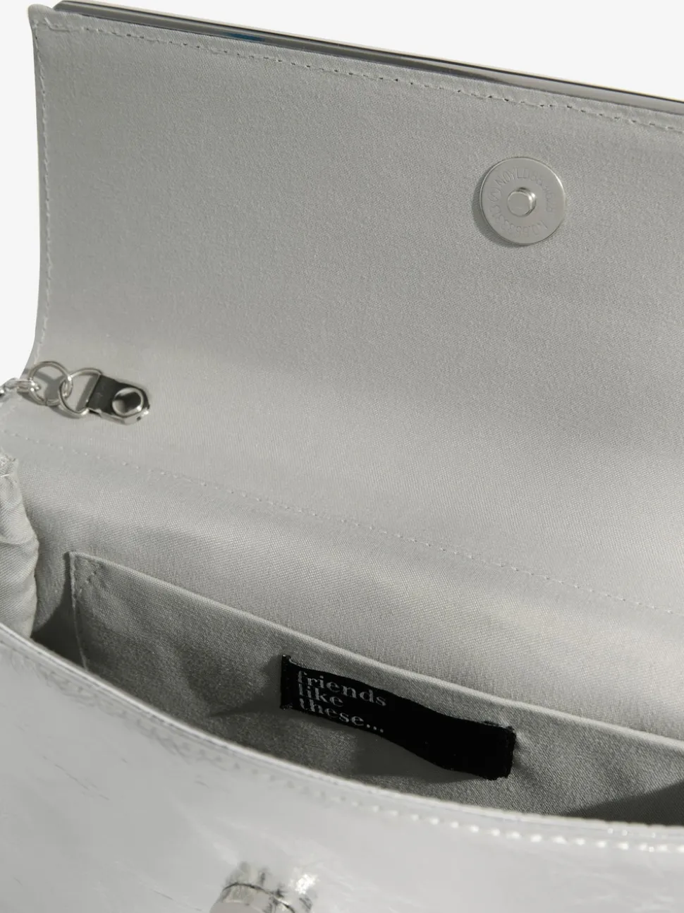 Friends Like These Silver Gold Foldover Clutch Bag