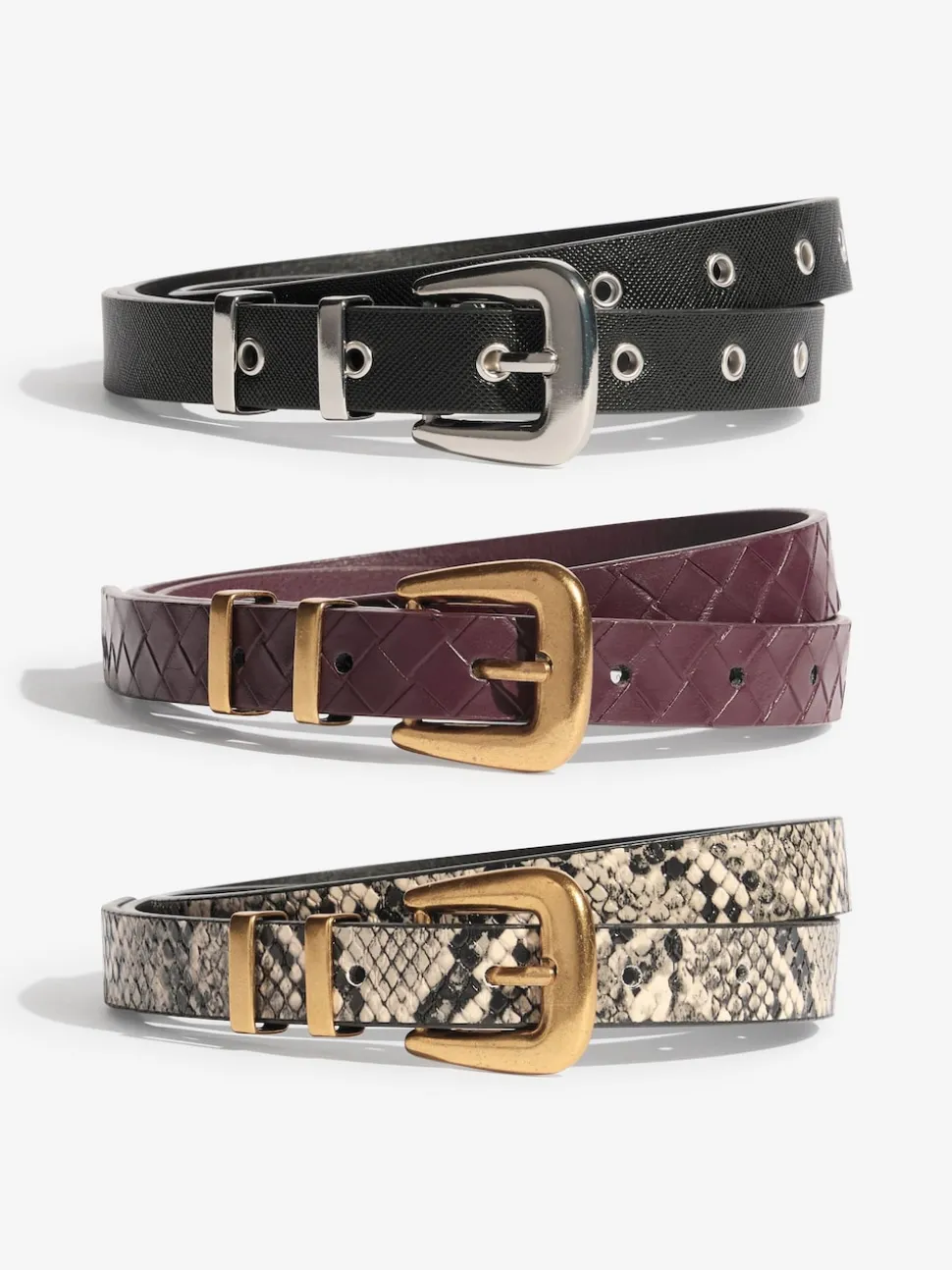 Friends Like These Snake Print, Burgandy and Black Belts 3 Pack