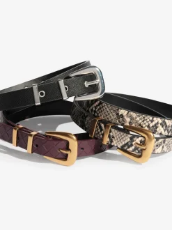 Friends Like These Snake Print, Burgandy and Black Belts 3 Pack