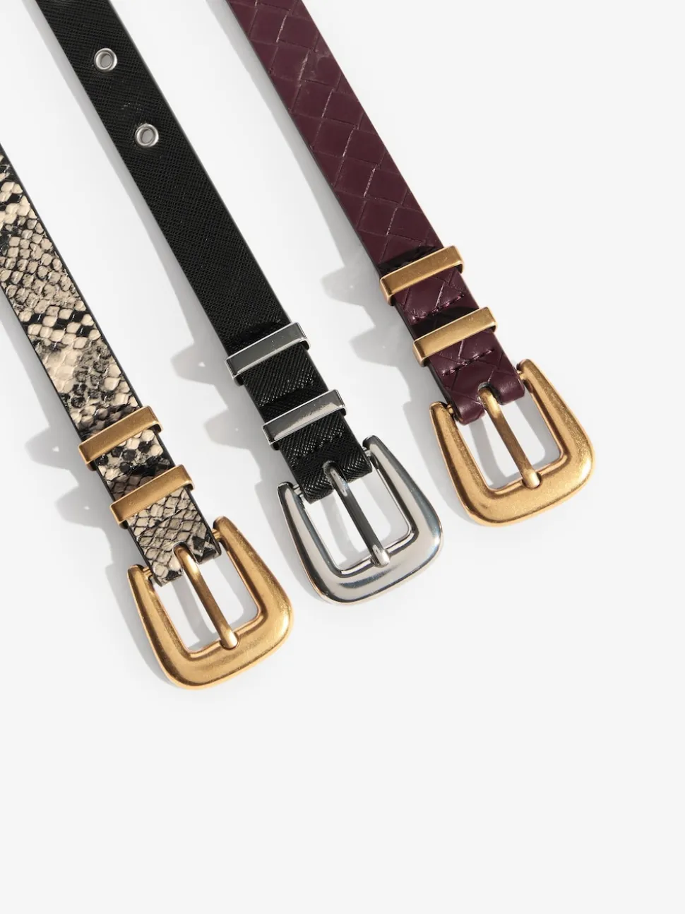 Friends Like These Snake Print, Burgandy and Black Belts 3 Pack