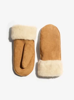 Friends Like These Tan Brown Cosy Faux Suede and Fur Mittens Gloves