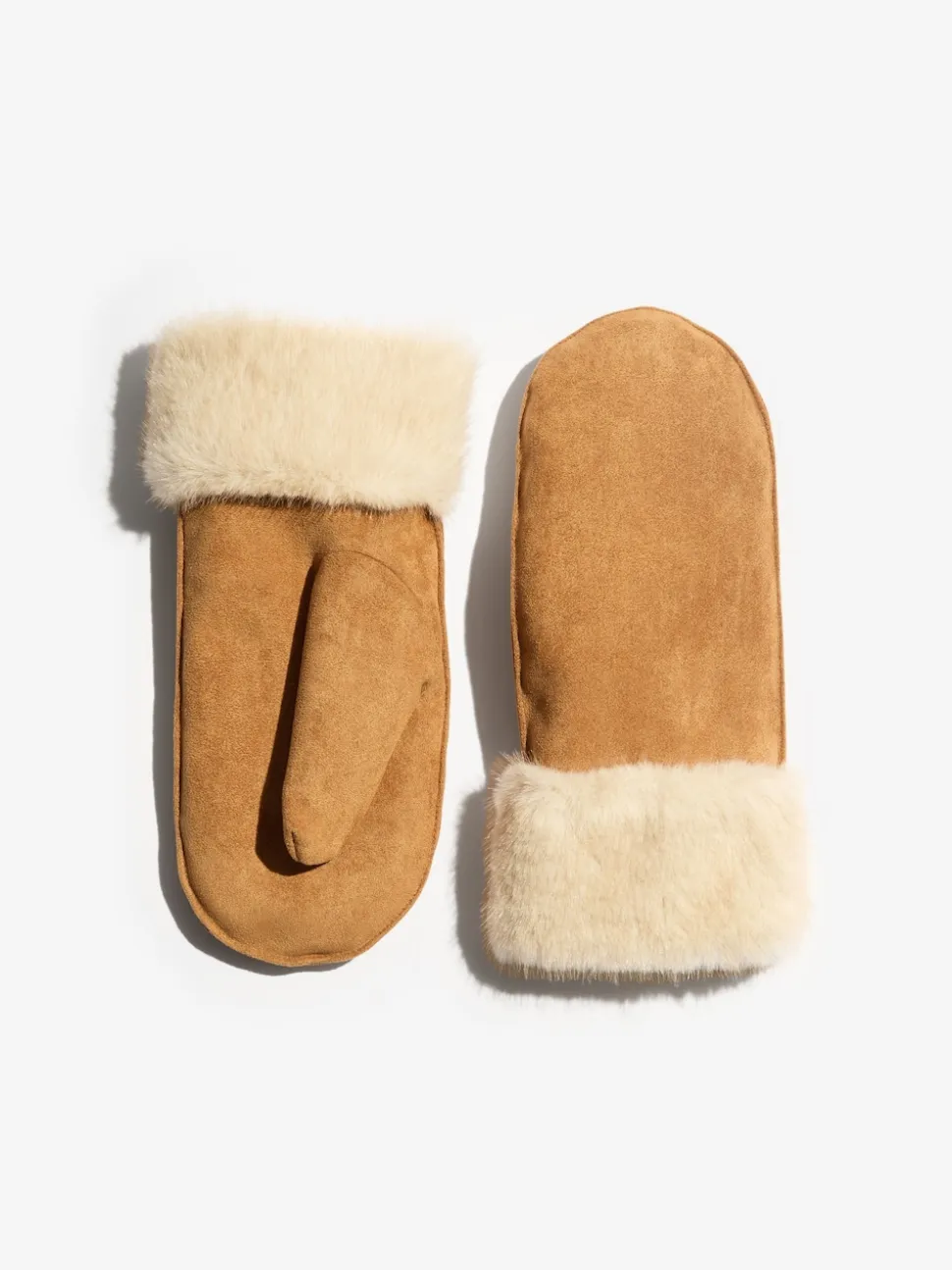 Friends Like These Tan Brown Cosy Faux Suede and Fur Mittens Gloves