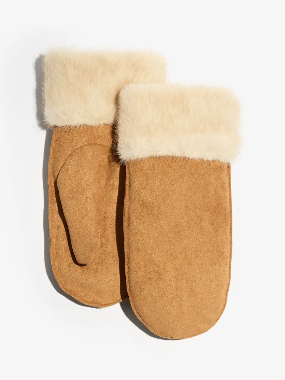 Friends Like These Tan Brown Cosy Faux Suede and Fur Mittens Gloves
