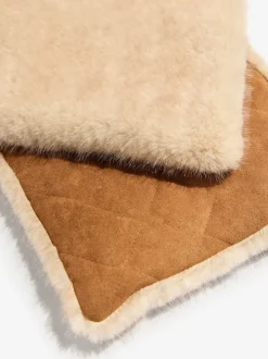 Friends Like These Tan Brown Faux Suede and Fur Reversible Scarf