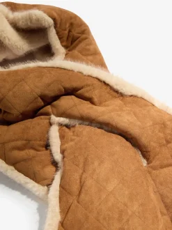 Friends Like These Tan Brown Faux Suede and Fur Reversible Scarf