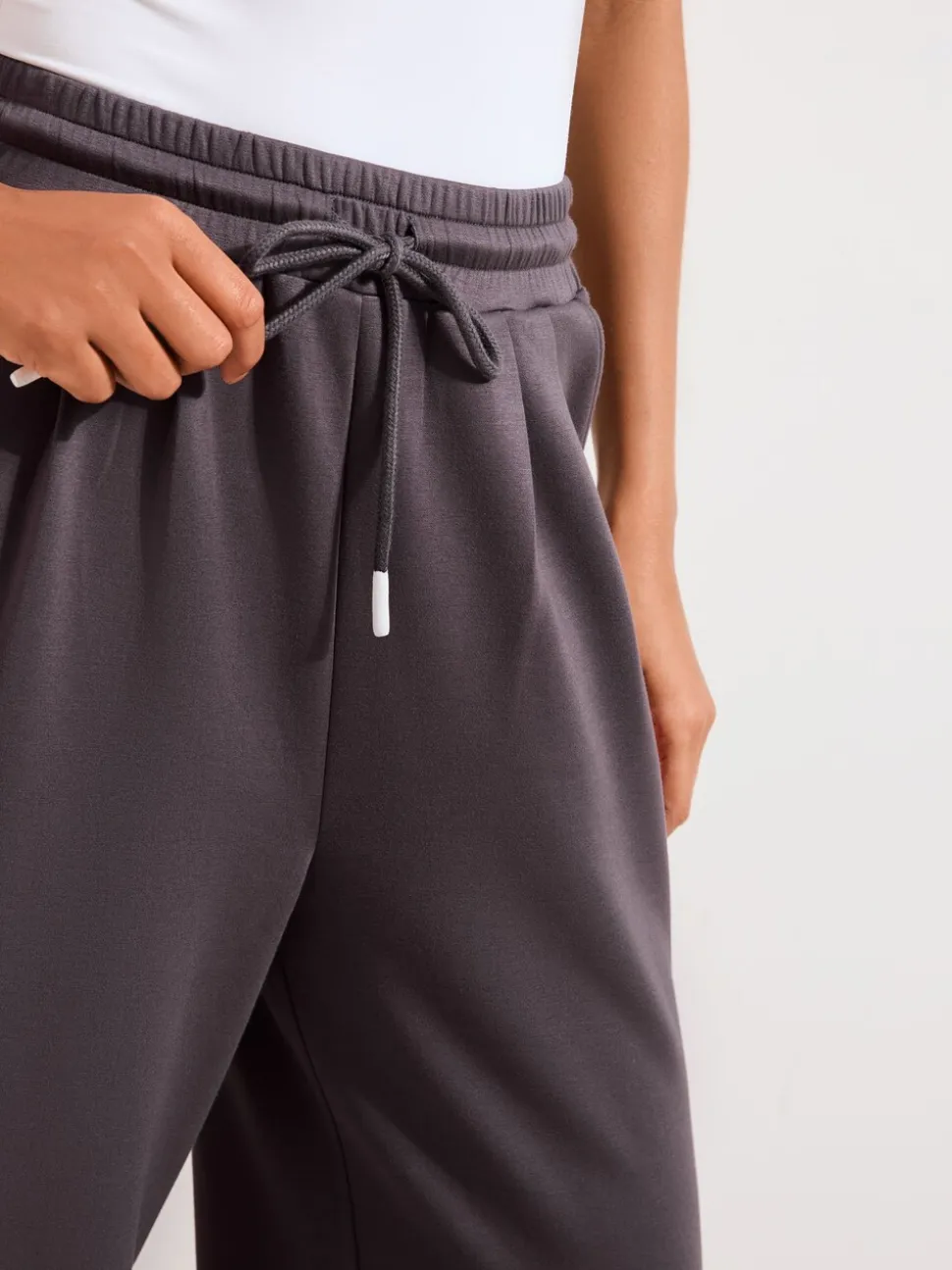 Friends Like These Taupe Studio Pleat Wide Front Joggers