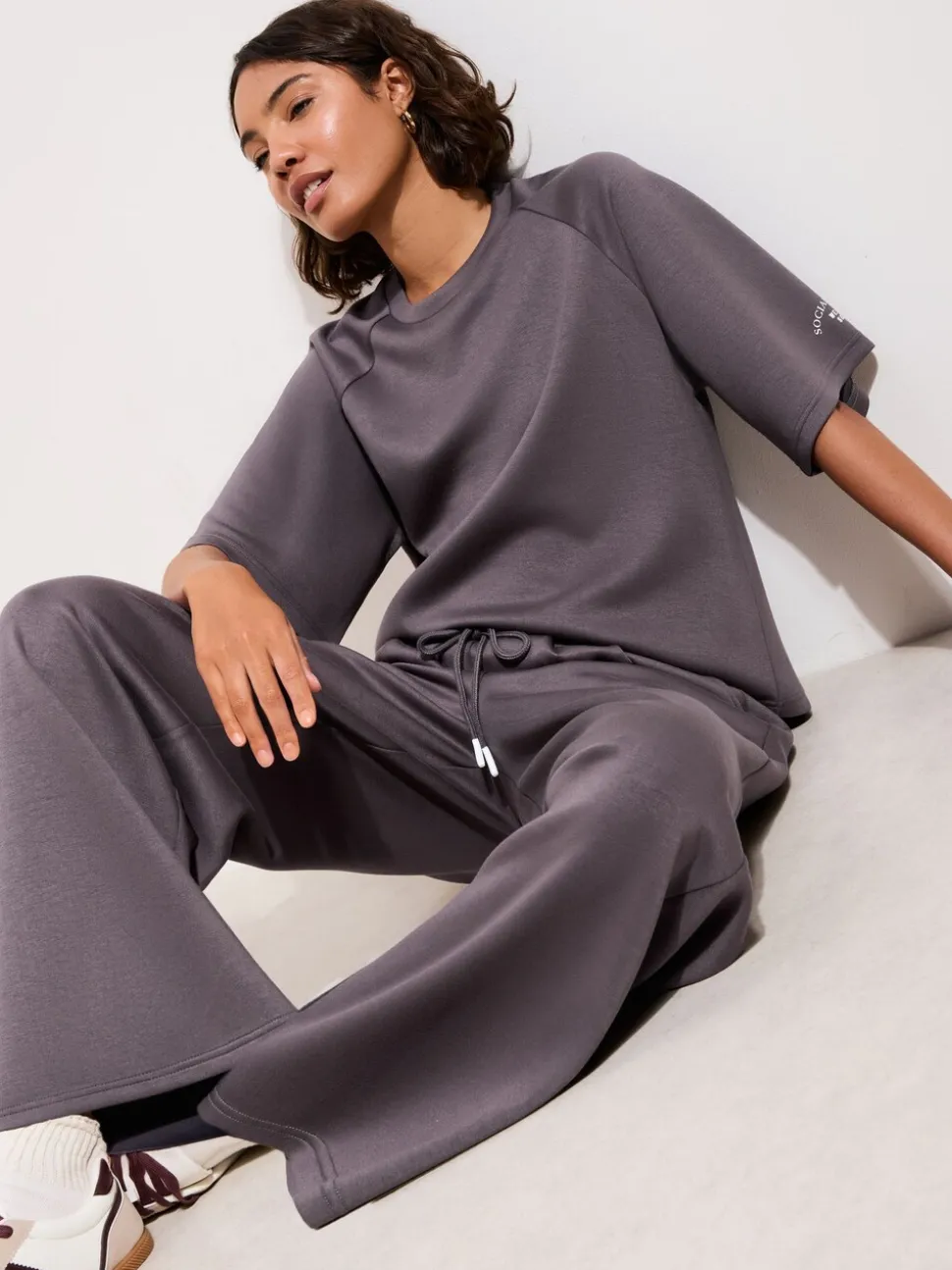 Friends Like These Taupe Studio Pleat Wide Front Joggers