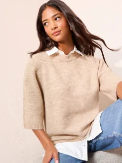 Friends Like These Taupe 2-in-1 Knitted Top