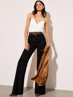 Friends Like These Washed Black Pocket Tailored Wide Leg Jeans