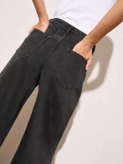 Friends Like These Washed Black Relaxed Wide Leg Jeans