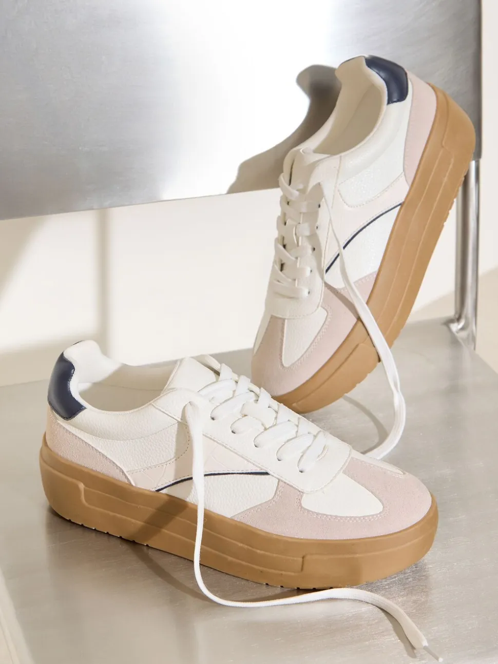 Friends Like These White Standard Fit Chunky Platform Gumsole Lace Up Casual Trainers