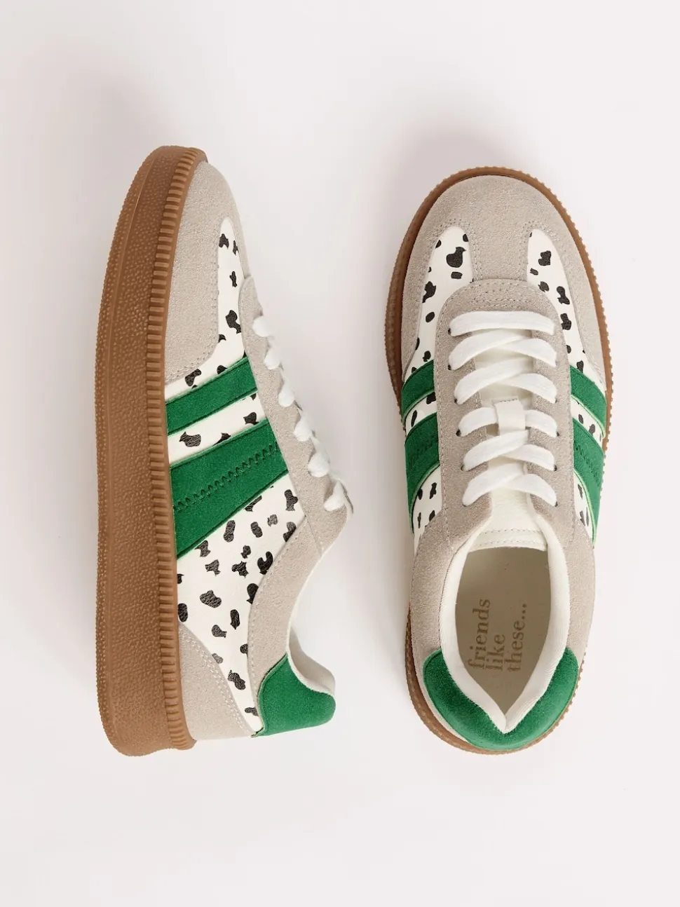 Friends Like These White Spot Standard Fit Lace Up Retro Gumsole Sports Trainers
