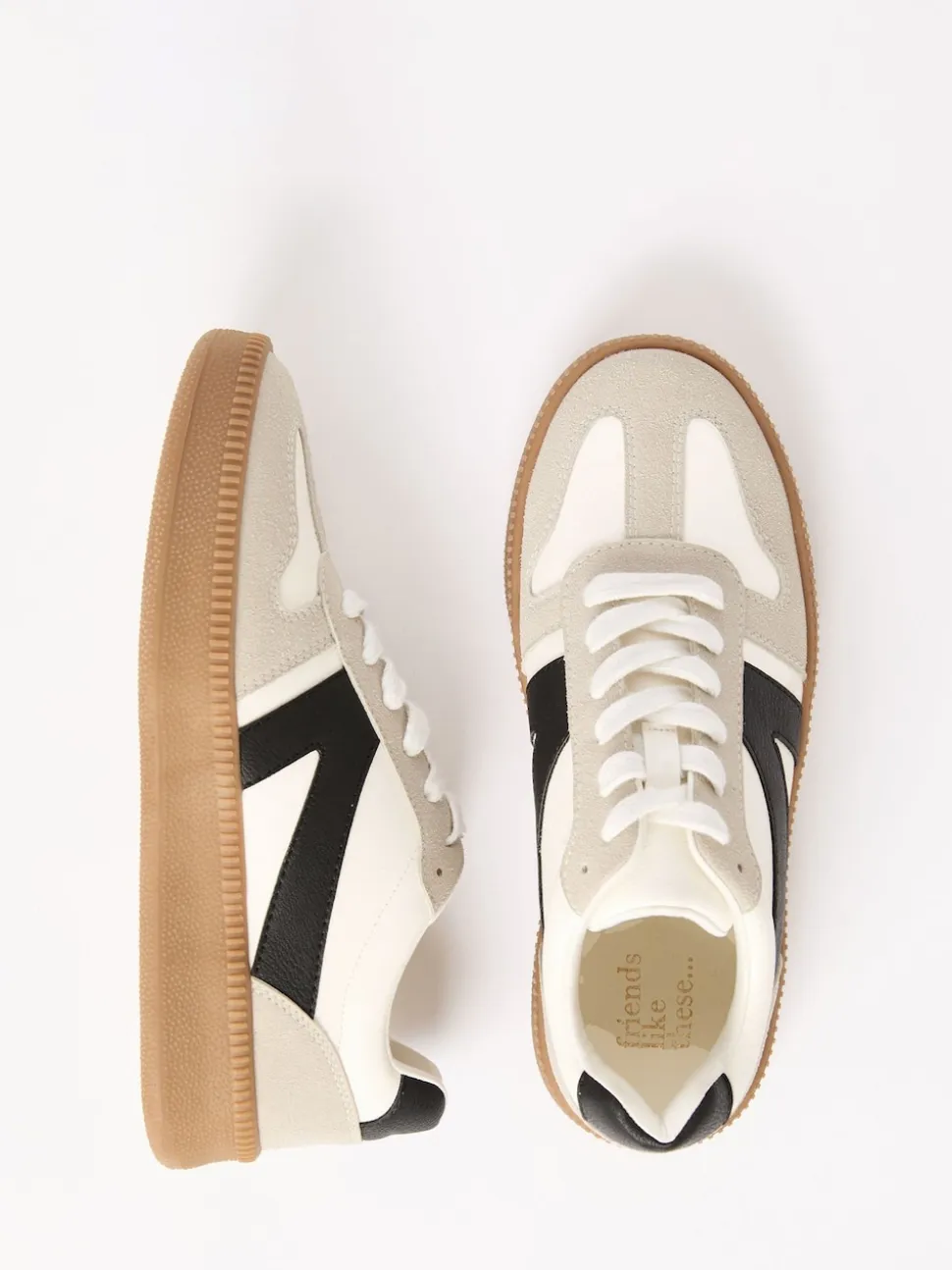 Friends Like These White Wide Fit Lace Up Retro Gumsole Sports Trainers