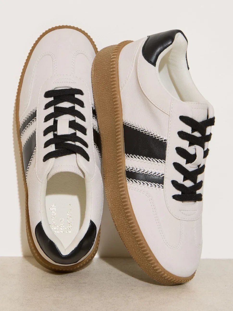 Friends Like These White/Black Standard Fit Lace Up Retro Gumsole Sports Trainers