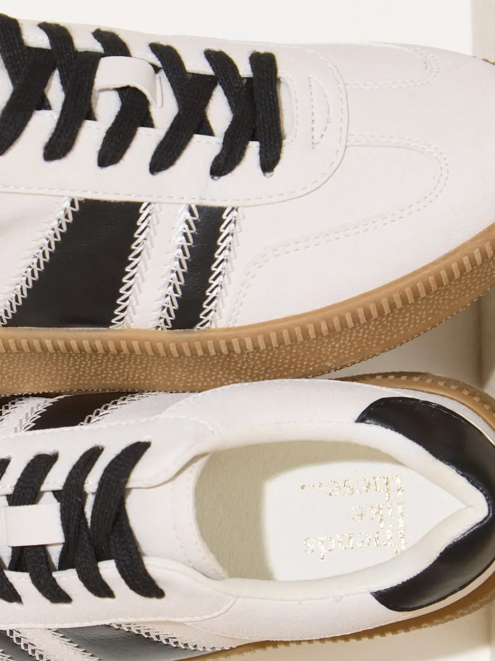 Friends Like These White/Black Standard Fit Lace Up Retro Gumsole Sports Trainers