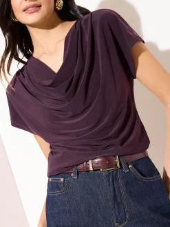 Friends Like These Wine Cowl Neck Top