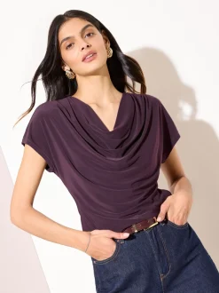 Friends Like These Wine Cowl Neck Top