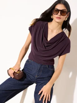 Friends Like These Wine Cowl Neck Top