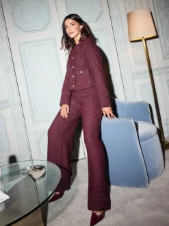 Friends Like These X Lucy Mecklenburgh Burgandy Red Boucle Trophy Jacket