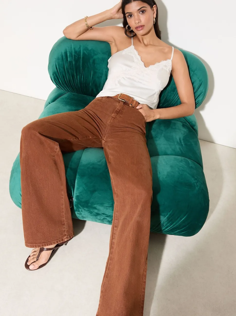 Friends Like These X Lucy Mecklenburgh Tobacco Brown Everyday Wide Leg Jeans