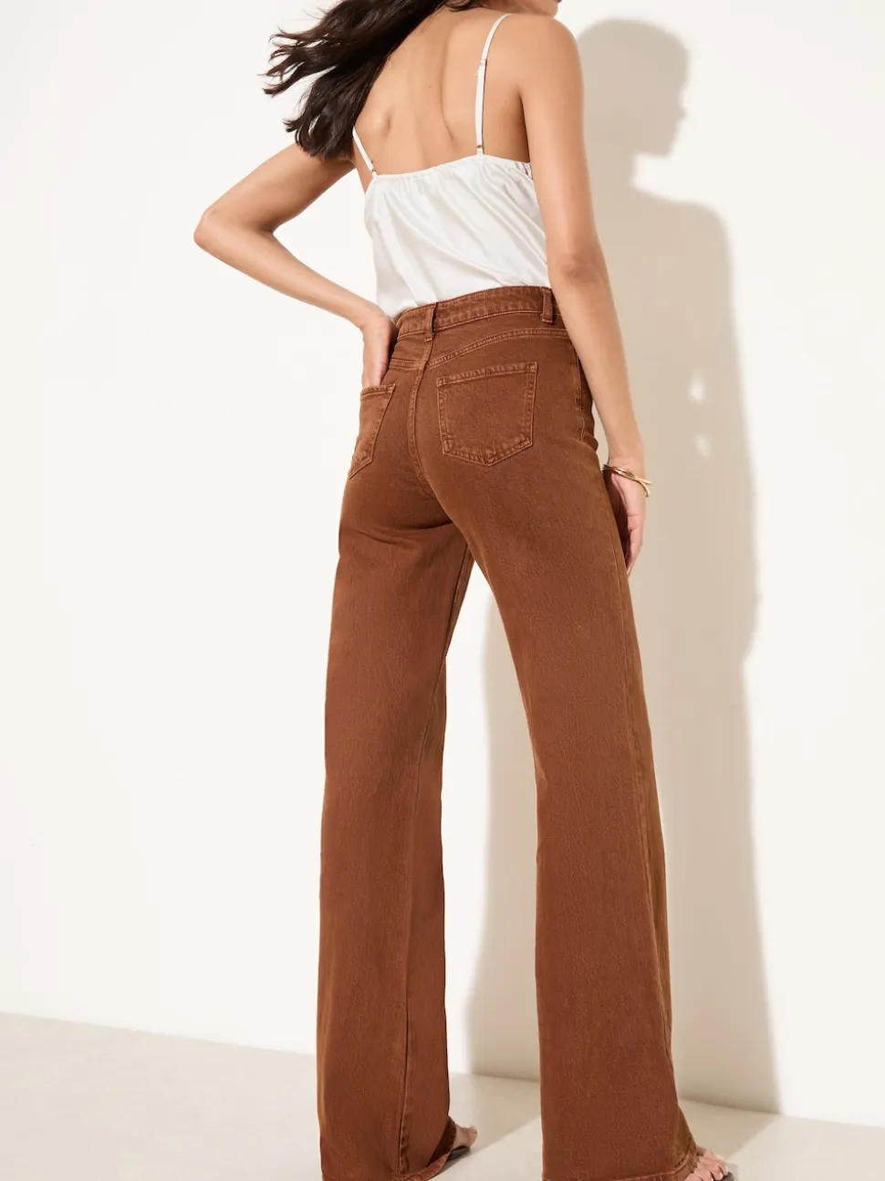 Friends Like These X Lucy Mecklenburgh Tobacco Brown Everyday Wide Leg Jeans