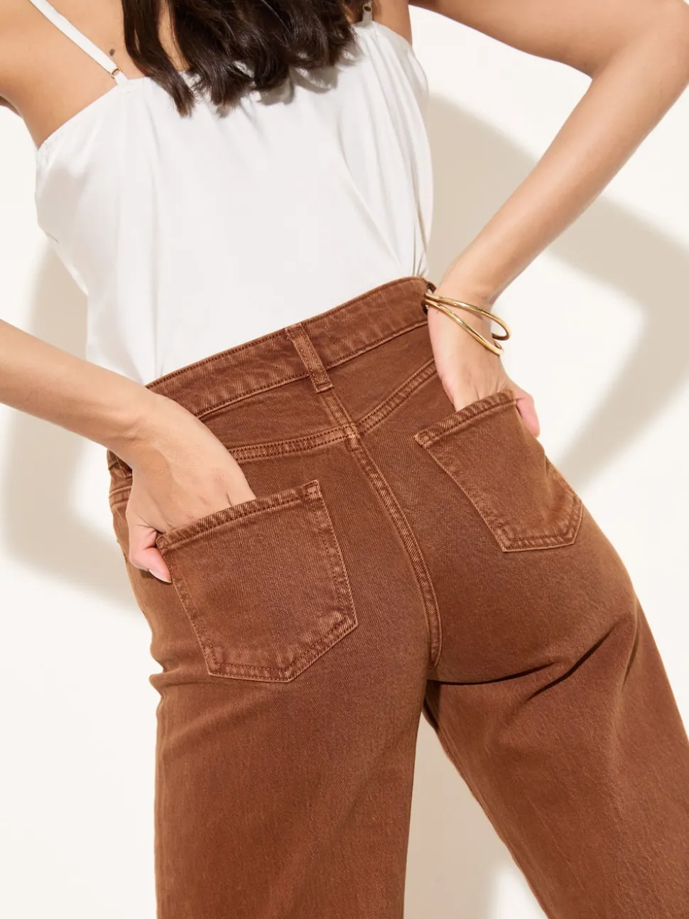 Friends Like These X Lucy Mecklenburgh Tobacco Brown Everyday Wide Leg Jeans