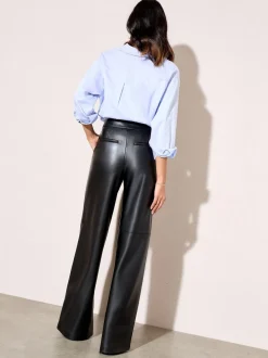 Friends Like These X Lucy Mecklenburgh Black Faux Leather Tailored Wide Leg Trousers