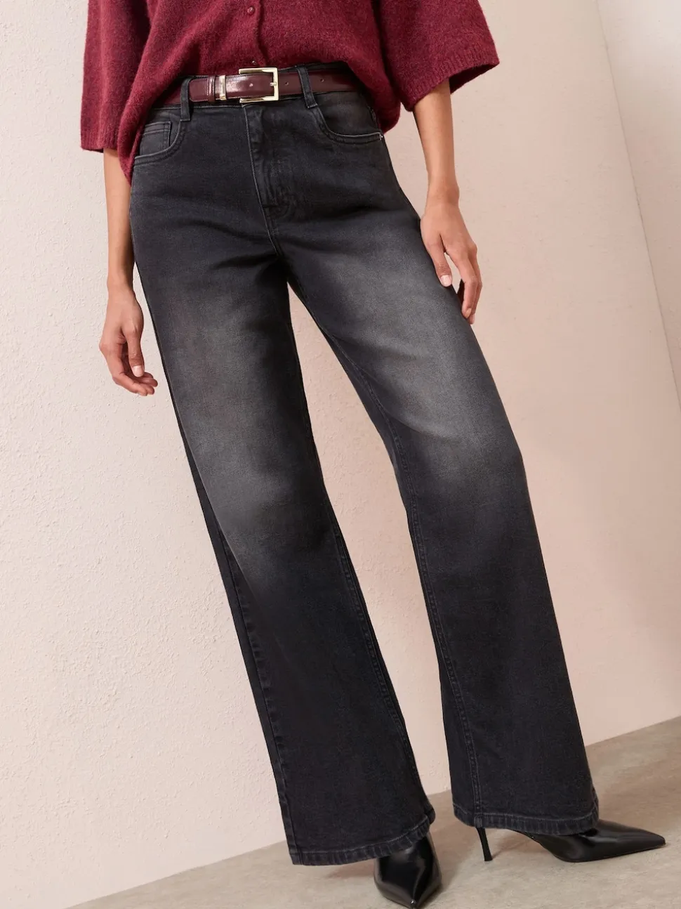 Friends Like These X Lucy Mecklenburgh Washed Black Everyday Wide Leg Jeans