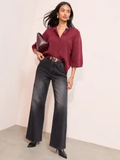 Friends Like These X Lucy Mecklenburgh Washed Black Everyday Wide Leg Jeans