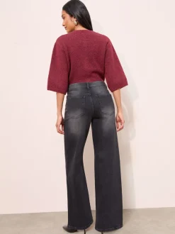 Friends Like These X Lucy Mecklenburgh Washed Black Everyday Wide Leg Jeans