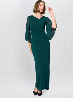 Gina Bacconi Green Donatella Chiffon Sleeve Maxi Dress