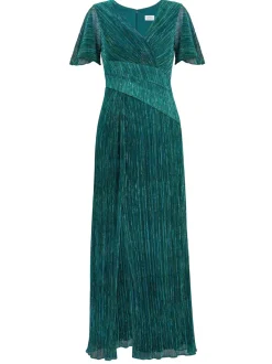 Gina Bacconi Green Liz Metallic Knit Maxi Dress