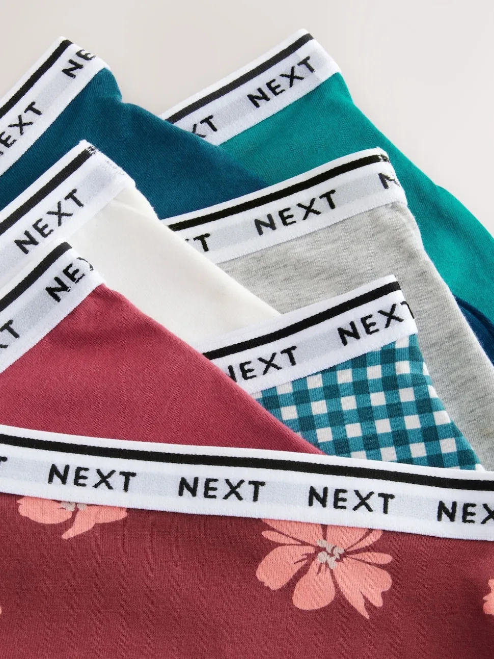 Gingham Print Full Brief Cotton Logo Knickers 7 Pack