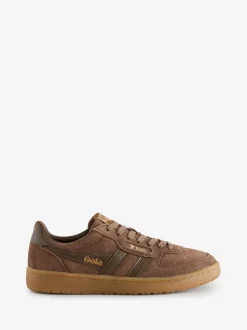 Gola Dark Brown Suede Womens Hawk Trainers