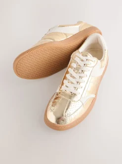 Gold Lace-Up Trainers
