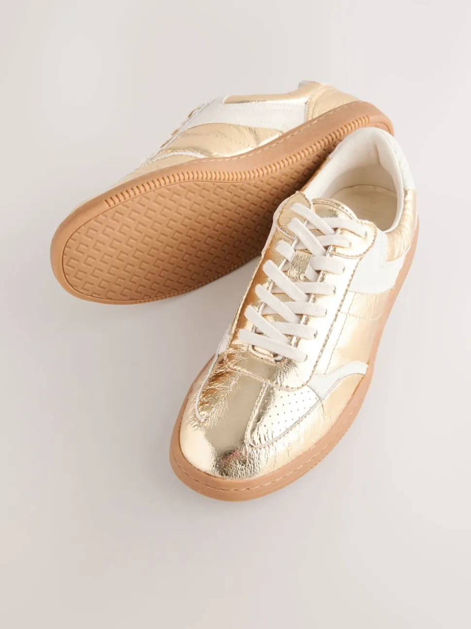 Gold Lace-Up Trainers