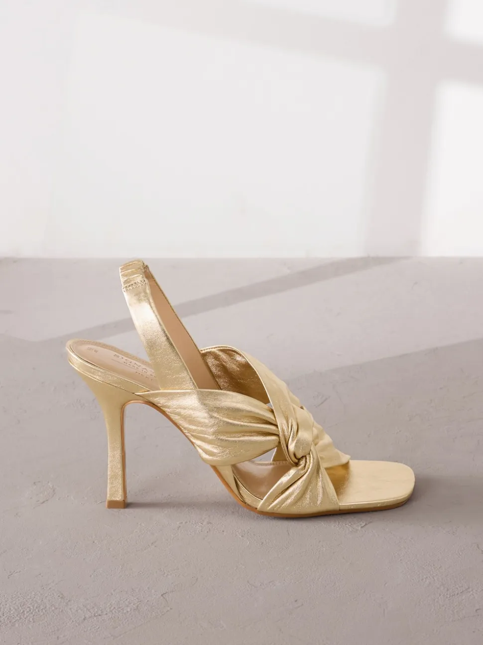 Gold Signature Premium Leather Twist Heeled Sandals