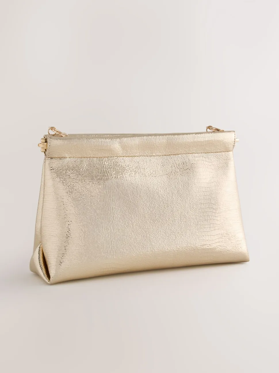 Gold Sparkle Detail Snap Clutch Bag