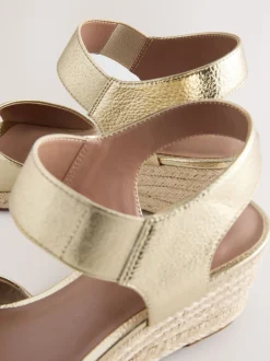 Gold Standard Fit Round Toe Elastic Strap Detail Wedges