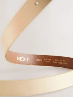 Gold Tone Regular Statement Buckle Leather Belt