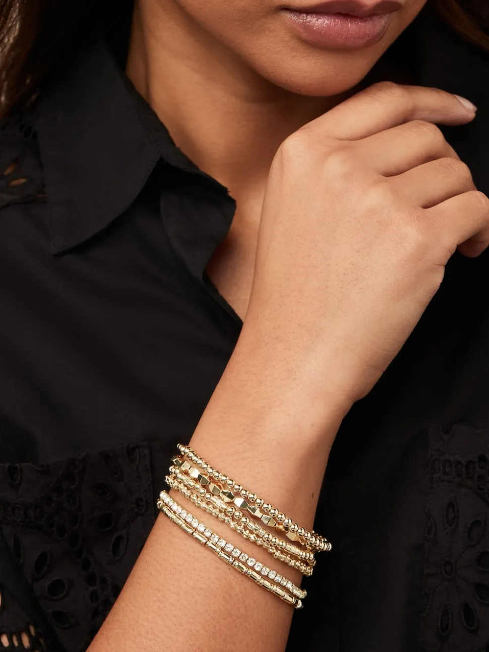 Gold Tone Sparkle Stretch Bracelets Pack
