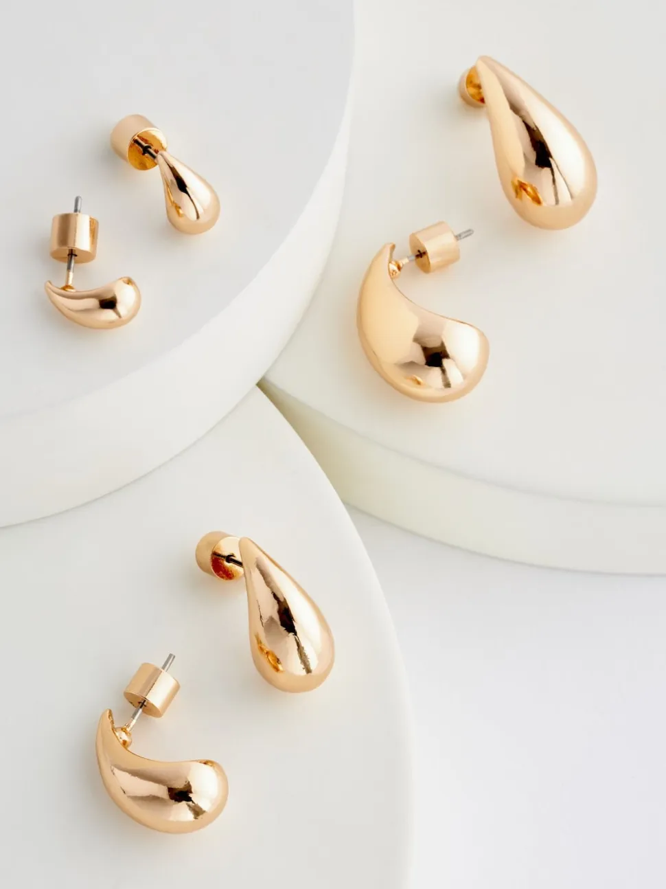 Gold Tone Teardrop Earrings 3 Pack