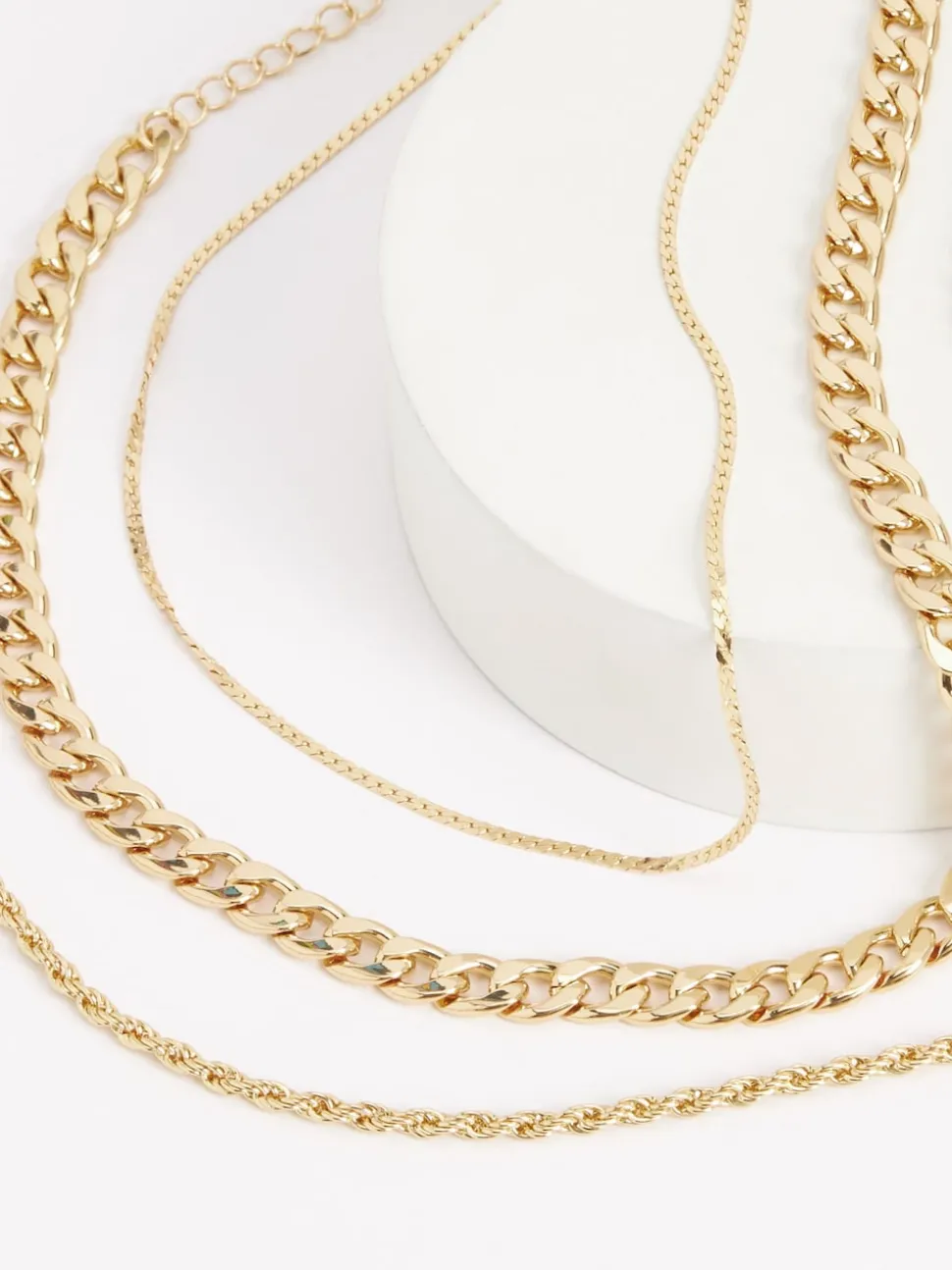 Gold Tone Three Layer Chain Necklace