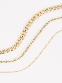Gold Tone Three Layer Chain Necklace