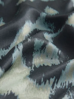 Green Animal Print Satin Midi Skirt