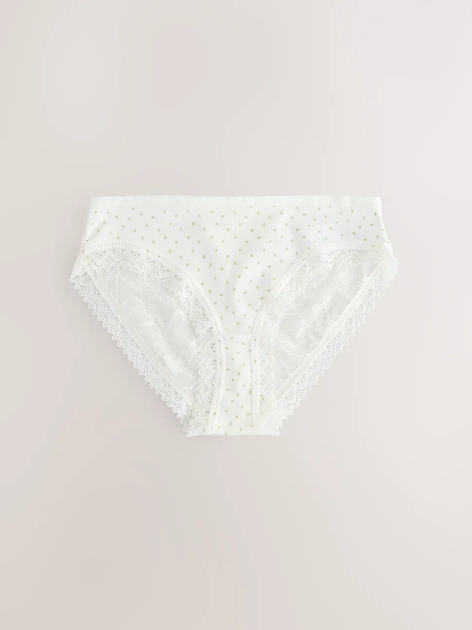 Green Ditsy Floral High Leg Cotton Lace Knickers 4 Pack