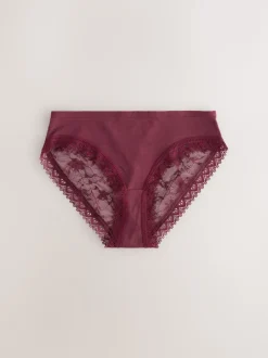 Green Ditsy Floral High Leg Cotton Lace Knickers 4 Pack
